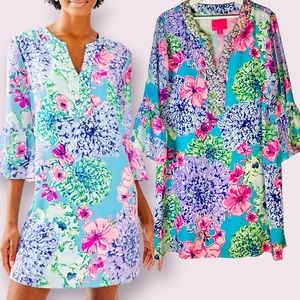 Lilly Pulitzer ELENORA SILK DRESS Multi Special Delivery PEARLS CRYSTALS XL